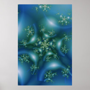 Sweet   Blue and Green Fractal Art Poster