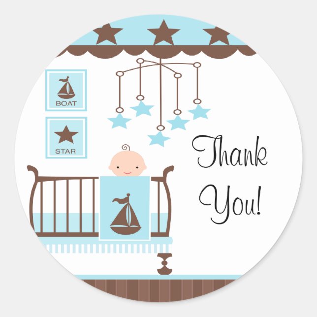 Sweet Blue Baby RoomThank You Sticker (Front)