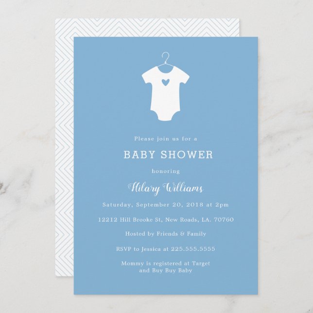 Sweet Blue Baby Shower Invitations (Devant / Derrière)