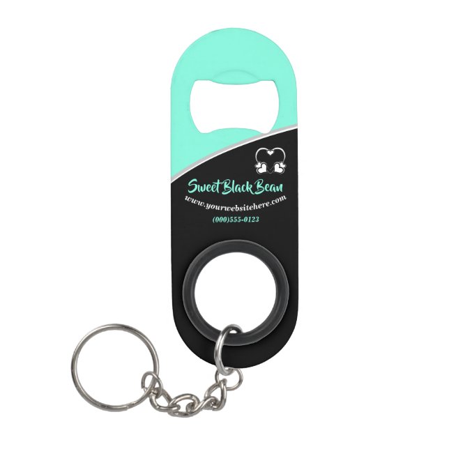 Sweet blue Bean Promotional Business Keychain Keychain Bottle Opener (Front)