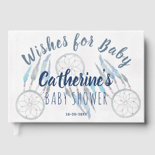 Sweet Blue Boho Dreamcatcher Baby shower Livre d'o