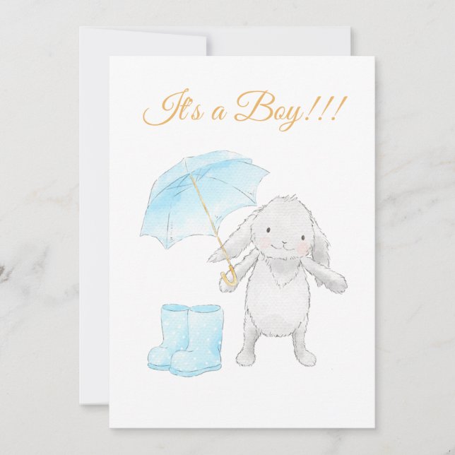*~* Sweet Blue Bunny Baby Shower Invitation (Front)
