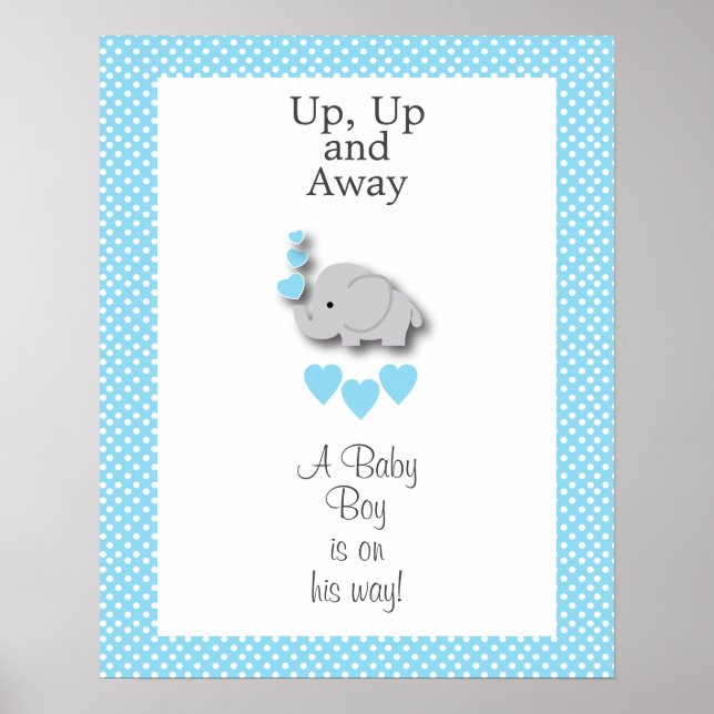 Sweet Blue & Gray Elephant - Baby Boy Poster (Front)