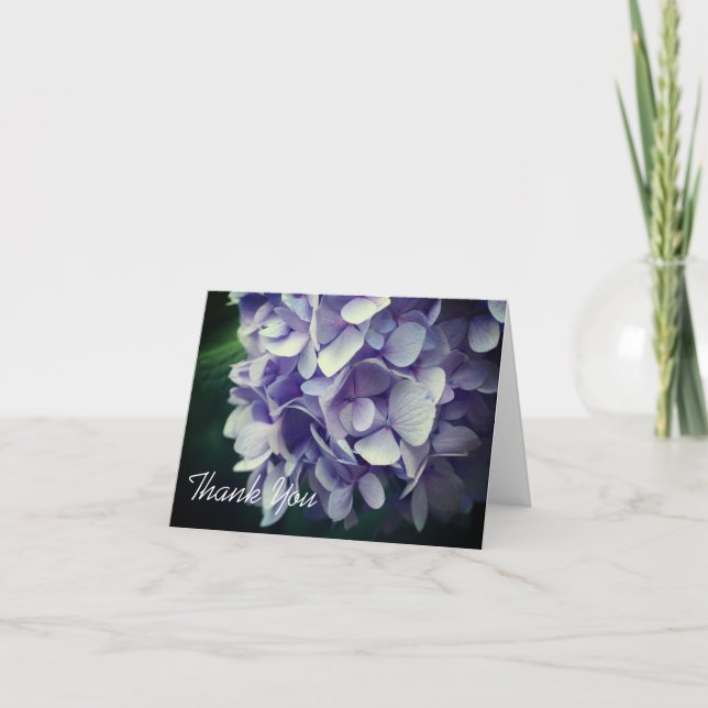 Sweet Blue Hydrangea Flower Thank You Card (Front)