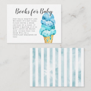 Sweet Blue Ice Cream Baby Shower Book Request Enclosure Card