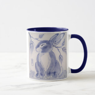 Sweet Blue & White Bunny Rabbit Design Mug