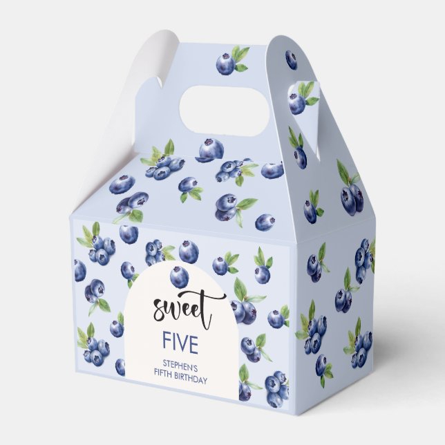 Sweet blueberries kids birthday favor box (Front Side)