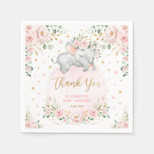 Sweet Blush Gold Roses Elephant Baby Shower Favors Napkin