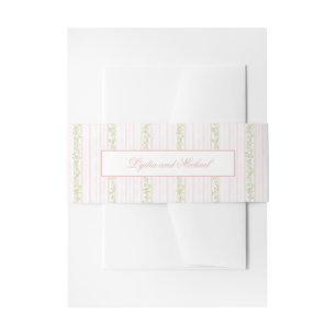  Sweet Blush Pink and Sage Green Striped Invitation Belly Band