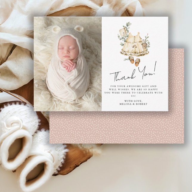 Sweet Boho Baby Shower Photo  Thank You Card (Creator Uploaded)