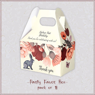 Sweet boho folk art rabbit butterfly floral Hygge Favor Box