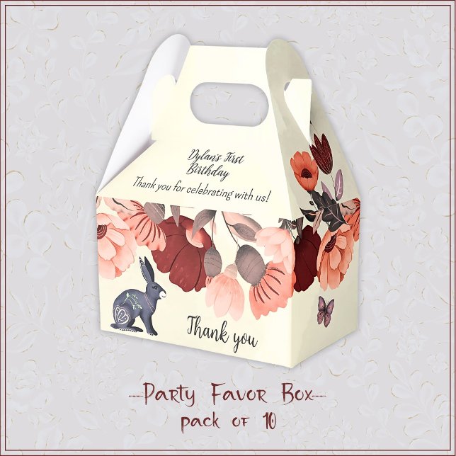 Sweet boho folk art rabbit butterfly floral Hygge Favor Box (Creator Uploaded)