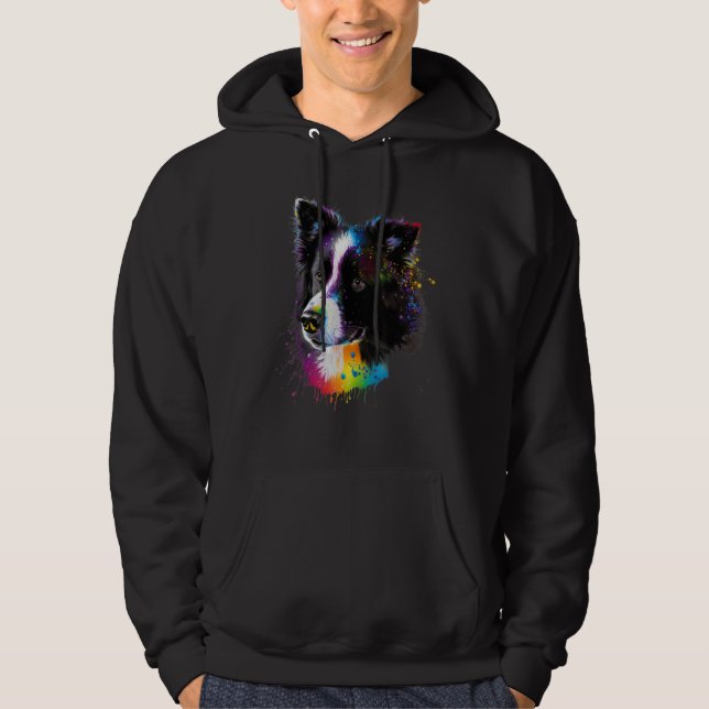 Sweet Border Collie Dog Portrait_6 Hoodie (Front)