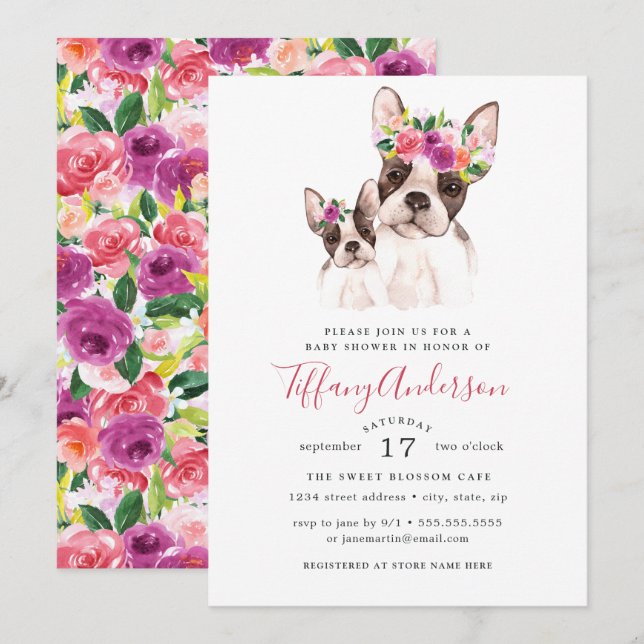 Sweet Boston Mom And Baby Floral Baby Shower Invitation (Front/Back)