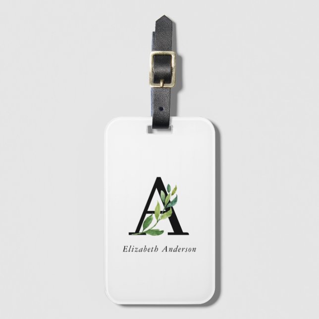 Sweet Botanical Monogram Luggage Tag (Front Vertical)