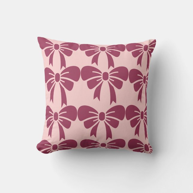 **"Sweet Bows – Soft Pink Decorative Throw Pillow" Pillow (Front)