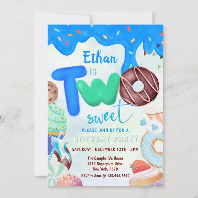 Sweet boy doughnut Invitation (Front)