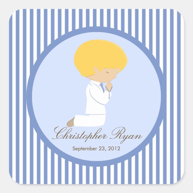 Sweet Boy First Holy Communion Sticker Bleu (Devant)