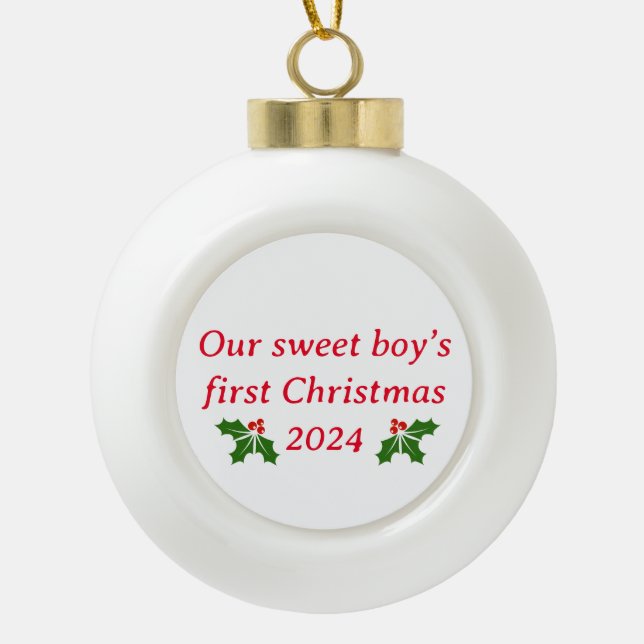 Sweet boy's Christmas Snowflake Framed Ornament (Front)