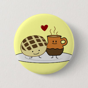 Sweet Bread and Hot Chocolate Pan caliente Mexican 2 Inch Round Button