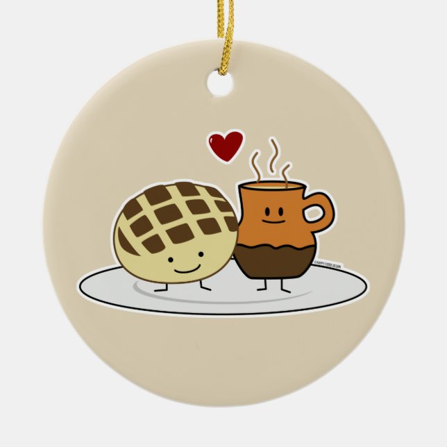 Sweet Bread Hot Chocolate Pan dulce Mexican concha Ceramic Ornament (Front)