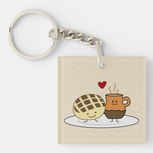 Sweet Bread Hot Chocolate Pan dulce Mexican concha Keychain (Front)