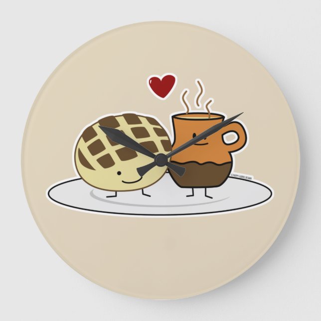 Sweet Bread Hot Chocolate Pan dulce Mexican concha Large Clock (Front)