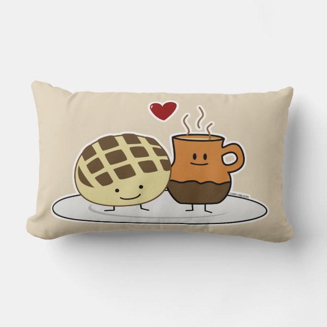 Sweet Bread Hot Chocolate Pan dulce Mexican concha Lumbar Pillow (Front)