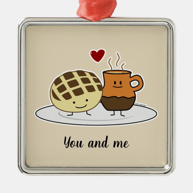 Sweet Bread Hot Chocolate Pan dulce Mexican concha Metal Ornament (Front)