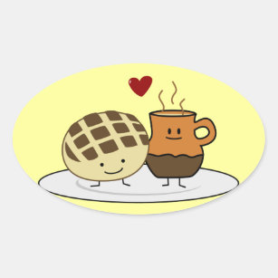 Sweet Bread Hot Chocolate Pan dulce Mexican concha Oval Sticker