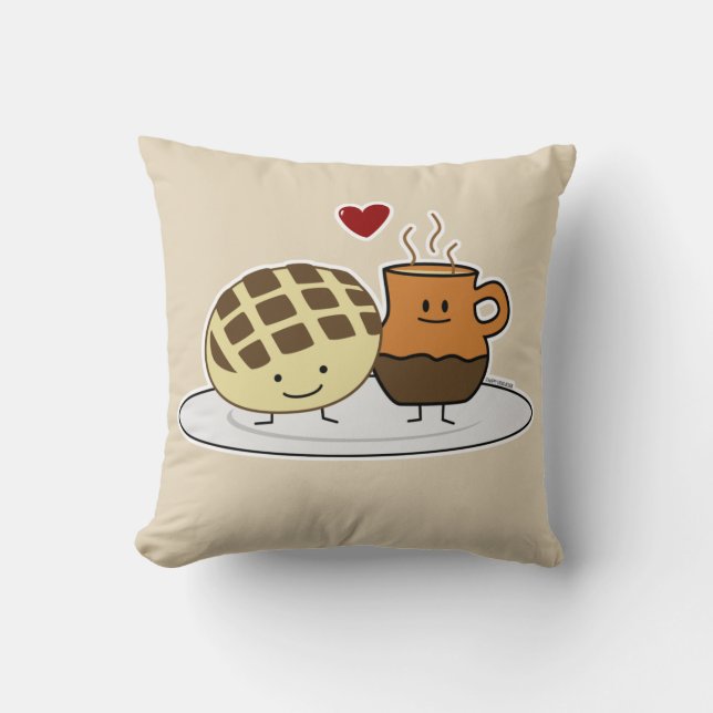 Sweet Bread Hot Chocolate Pan dulce Mexican concha Throw Pillow (Front)