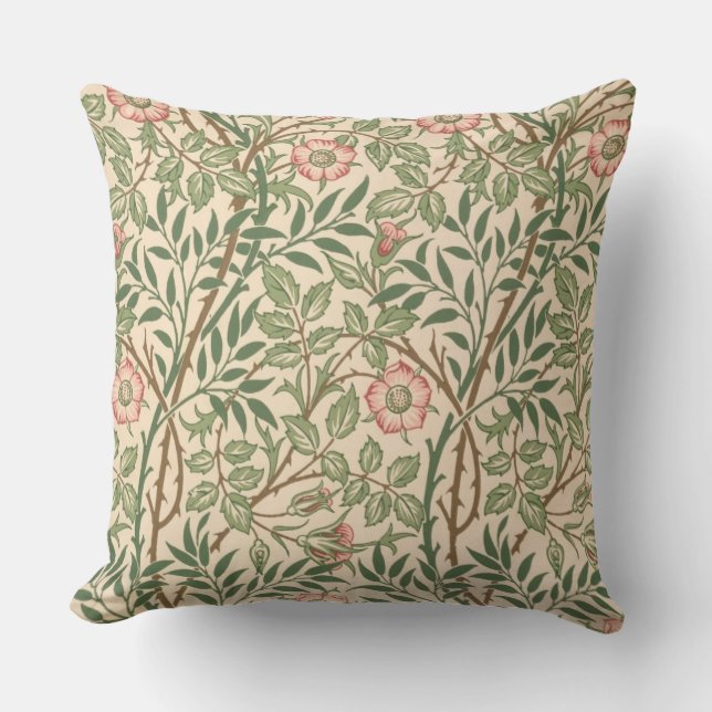 'Sweet Briar' design for wallpaper, printed by Joh Throw Pillow (Front)