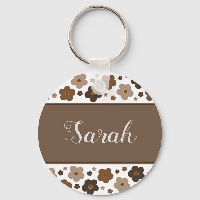 Sweet Brown Flowers Keychain (Front)