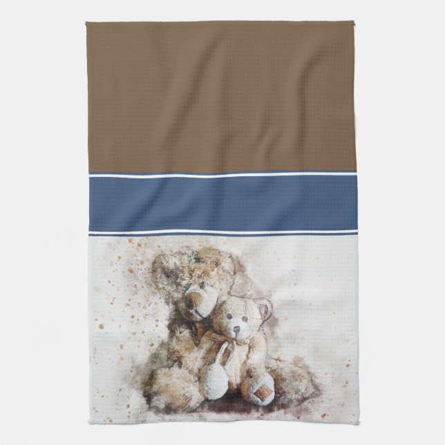Sweet Brown Teddy Bears Kitchen Towel (Vertical)