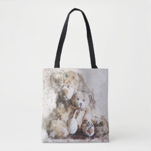 Sweet Brown Teddy Bears Personalized Tote Bag