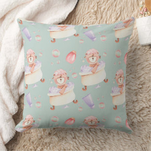 Sweet Bubble Bath Bear Pattern Throw Pillow