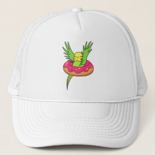 Sweet Budgies Funny Animals In Doughnut Pink Trucker Hat