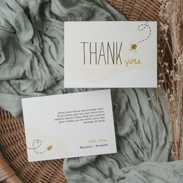 Sweet Bumble Bee Baby Shower Horizontal Thank You Card (Creator Uploaded)