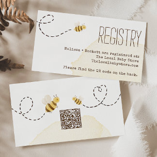 Sweet Bumble Bee Baby Shower Registry QR Code Enclosure Card