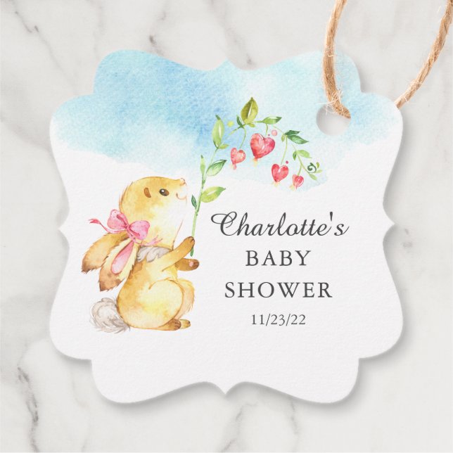 Sweet Bunny Baby Shower Favour Gift Tag (Back)