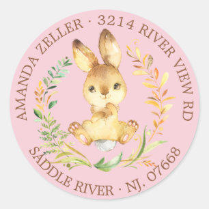 Sweet Bunny Baby Shower Return Address Label
