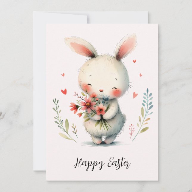 Sweet Bunny & Blooms – Easter Joy Card (Front)