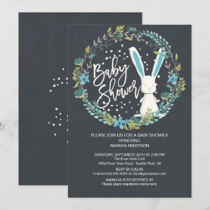 Sweet Bunny Boys Baby Shower Invitation