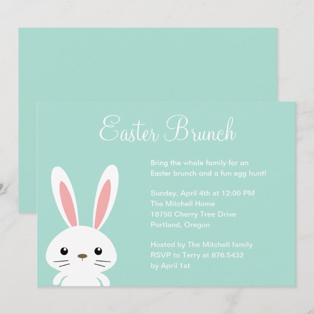 Sweet Bunny Fête de Pâques Invitation (Devant / Derrière)