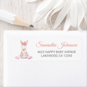 Sweet Bunny Floral Baby Shower Return Address