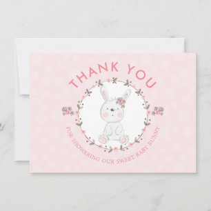 Sweet Bunny Floral Baby Shower Thank You Photo Card