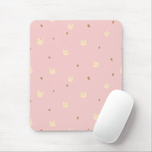 Sweet Bunny & Hearts Seamless Pattern – Cute Pink  Mouse Pad