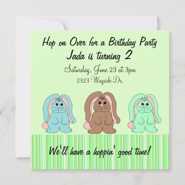 Sweet Bunny Invitation d'anniversaire (Devant)