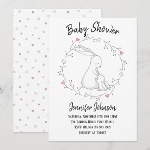 Sweet Bunny Love Gender Neutral Baby Shower Invitation