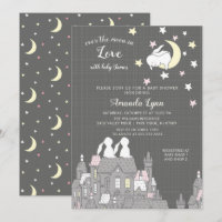 Sweet Bunny Love Moon Baby Shower Invitation